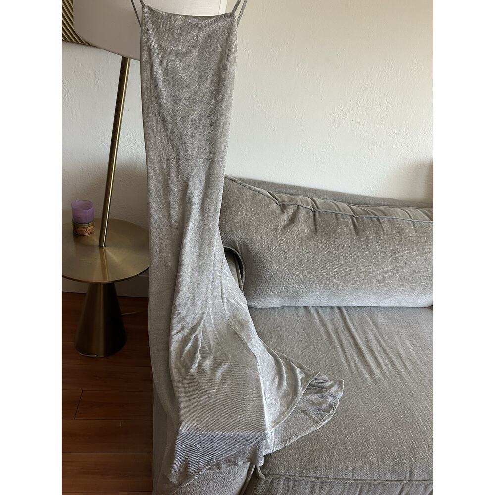 Zara Y2K Silver Whimsigoth Maxi Dress L Fairy Asymmetrical Ethereal